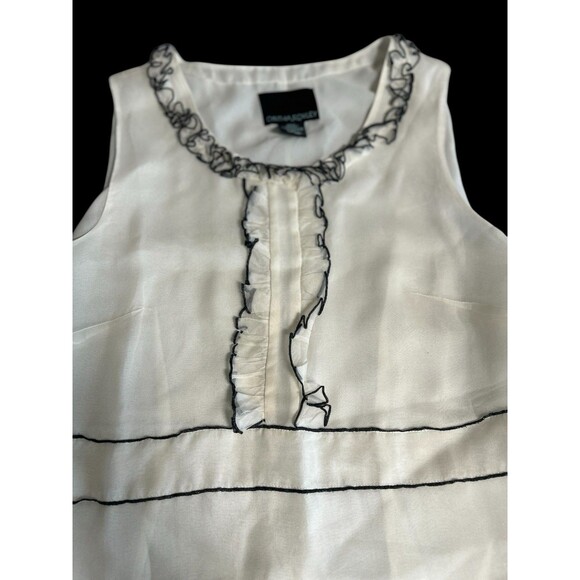 Cynthia Rowley Side-zip Ruffle Blouse Medium Whimsical Fairy Tuxedo Old Money - Picture 2 of 9